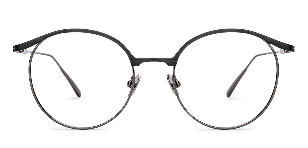 Gunmetal Round Full Rim Unisex Eyeglasses by John Jacobs-221034