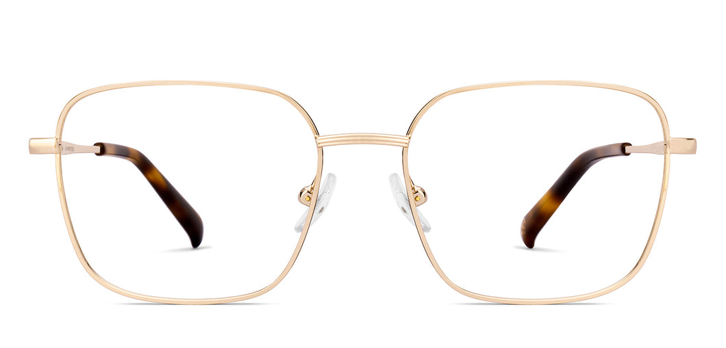 Gold Square Full Rim Unisex Eyeglasses by John Jacobs-223233