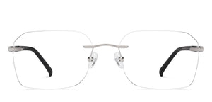 Silver Rectangle Rimless Unisex Eyeglasses by John Jacobs-228602