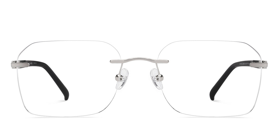 Silver Rectangle Rimless Unisex Eyeglasses by John Jacobs-228602