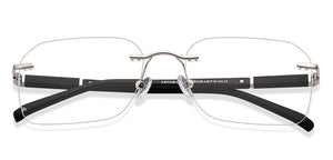 Silver Rectangle Rimless Unisex Eyeglasses by John Jacobs-228602
