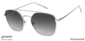 Silver Hexagonal Full Rim Unisex Eyeglasses by John Jacobs Screen Glasses-145279