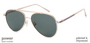 Gold Aviator Full Rim Unisex Eyeglasses by John Jacobs Screen Glasses-145282