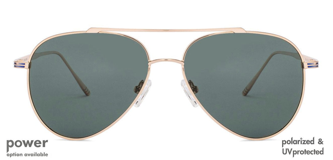 Gold Aviator Full Rim Unisex Eyeglasses by John Jacobs Screen Glasses-145282