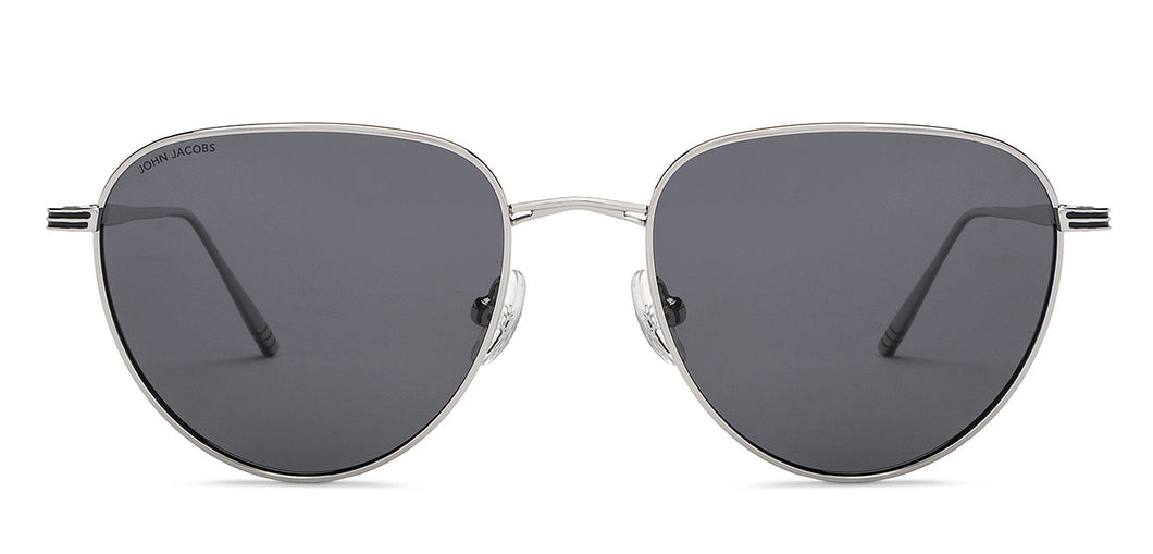 Silver Round Full Rim Unisex Sunglasses by John Jacobs-208081