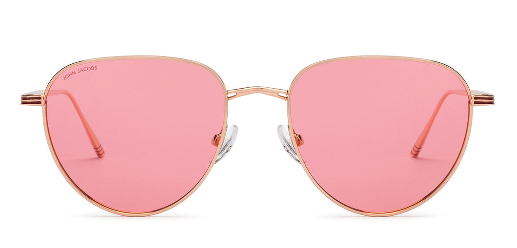Gold Round Full Rim Women Sunglasses by John Jacobs-208082