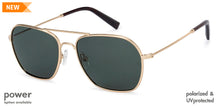 Load image into Gallery viewer, Gold Square Full Rim Unisex Sunglasses by John Jacobs Screen Glasses-145344