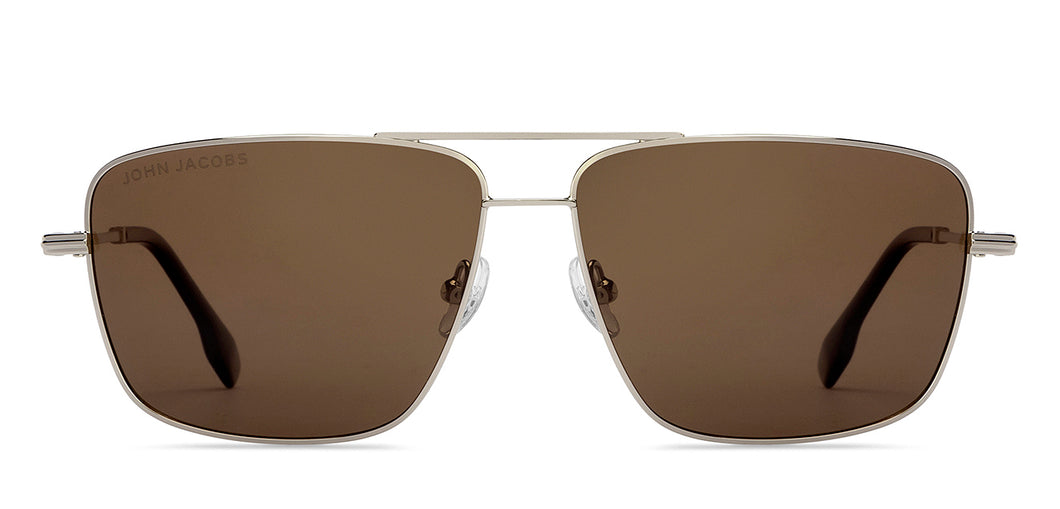 Silver Aviator Full Rim Unisex Sunglasses by John Jacobs-211708