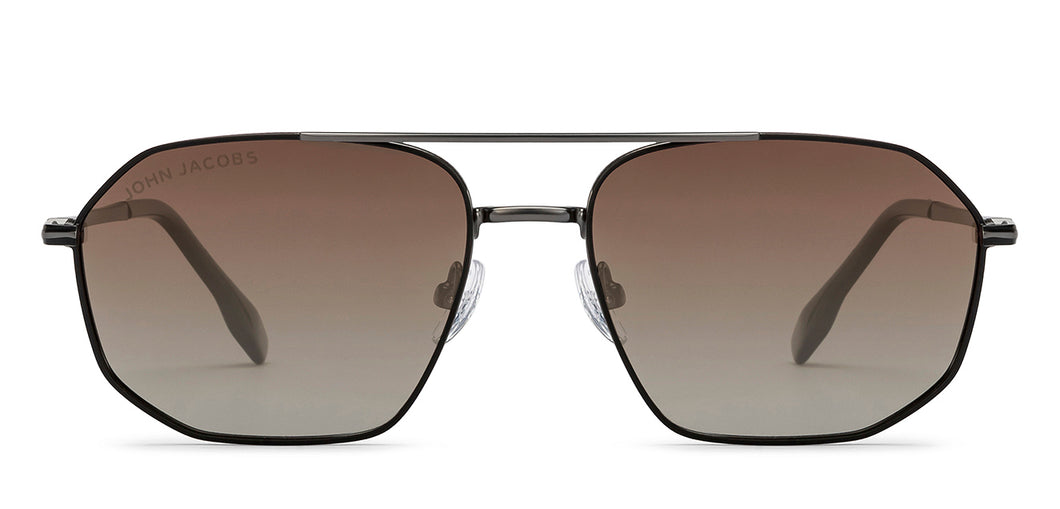 Gunmetal Rectangle Full Rim Unisex Sunglasses by John Jacobs-209962