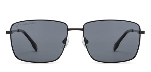 Black Rectangle Full Rim Unisex Sunglasses by John Jacobs-209963