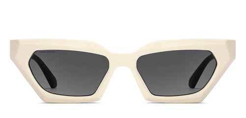 Creamy White Rectangle Full Rim Unisex Sunglasses by John Jacobs-213041