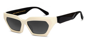 Creamy White Rectangle Full Rim Unisex Sunglasses by John Jacobs-213041