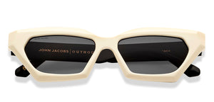 Creamy White Rectangle Full Rim Unisex Sunglasses by John Jacobs-213041