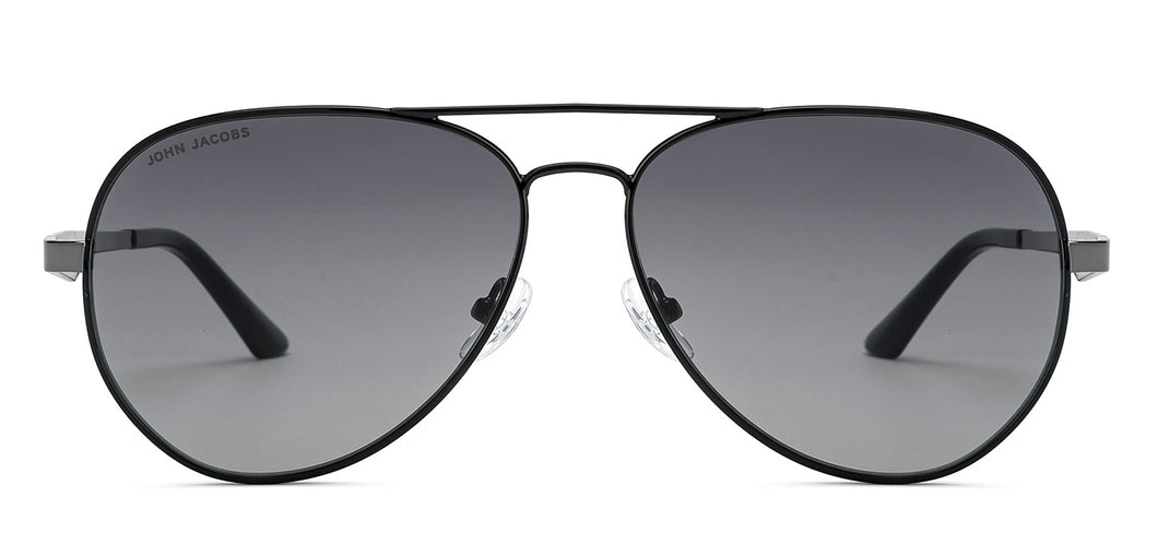 Black Aviator Full Rim Unisex Sunglasses by John Jacobs-213143