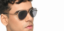 Load image into Gallery viewer, Gold Aviator Full Rim Unisex Sunglasses by John Jacobs-215338