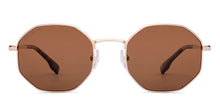 Load image into Gallery viewer, Gold Geometric Full Rim Unisex Sunglasses by John Jacobs-222547