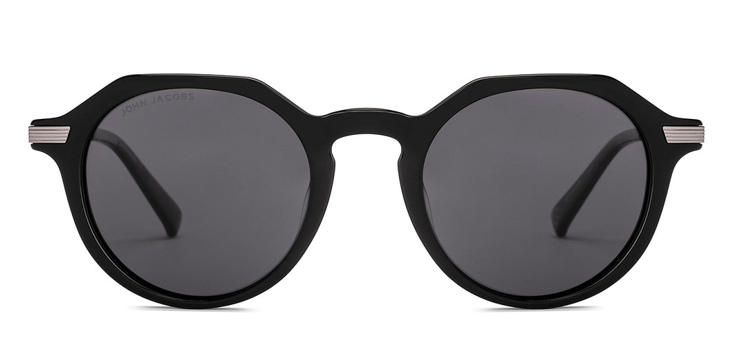 Black Round Full Rim Unisex Sunglasses by John Jacobs-233502