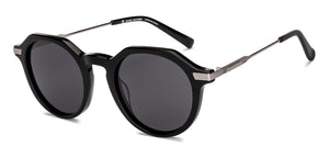 Black Round Full Rim Unisex Sunglasses by John Jacobs-233502