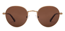 Load image into Gallery viewer, Gold Round Full Rim Unisex Sunglasses by John Jacobs-233503