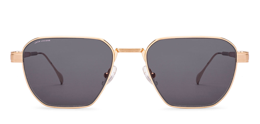 Gold Geometric Full Rim Unisex Sunglasses by John Jacobs-236887