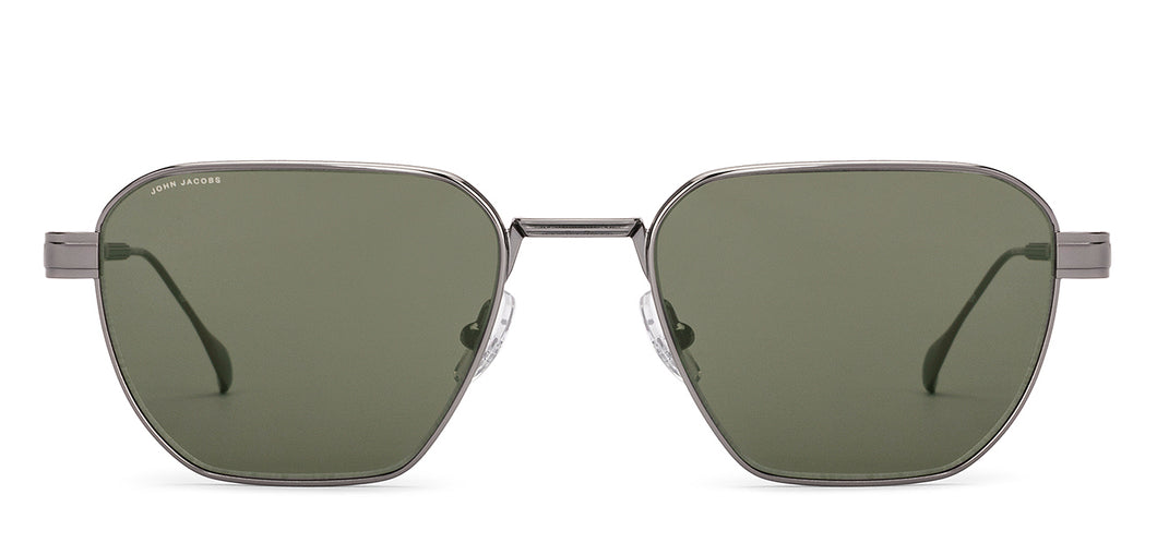 Gunmetal Geometric Full Rim Unisex Sunglasses by John Jacobs-236888