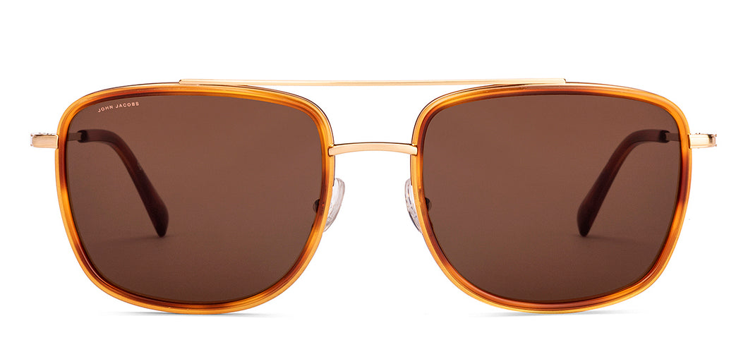 Gold Aviator Full Rim Unisex Sunglasses by John Jacobs-236889