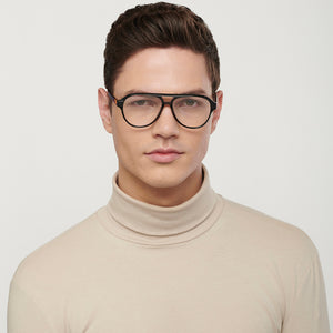 Black Aviator Full Rim Unisex Eyeglasses by John Jacobs-225087