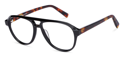 Black Aviator Full Rim Unisex Eyeglasses by John Jacobs-225087