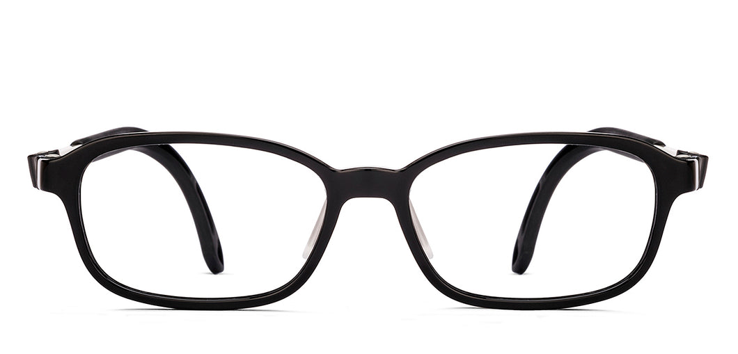 Black Rectangle Full Rim Kids Eyeglasses by Hooper-220038