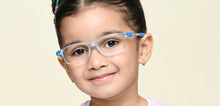 Load image into Gallery viewer, Transparent Blue Rectangle Full Rim Kids Eyeglasses by Hooper-220049