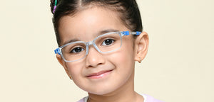 Transparent Blue Rectangle Full Rim Kids Eyeglasses by Hooper-220049
