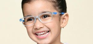 Transparent Blue Rectangle Full Rim Kids Eyeglasses by Hooper-220049