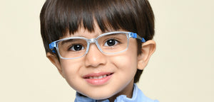 Transparent Blue Rectangle Full Rim Kids Eyeglasses by Hooper-220049