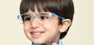 Transparent Blue Rectangle Full Rim Kids Eyeglasses by Hooper-220049
