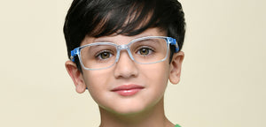 Transparent Blue Rectangle Full Rim Kids Eyeglasses by Hooper-220050