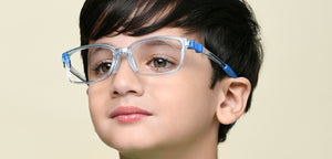 Transparent Blue Rectangle Full Rim Kids Eyeglasses by Hooper-220050
