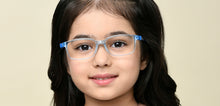 Load image into Gallery viewer, Transparent Blue Rectangle Full Rim Kids Eyeglasses by Hooper-220050
