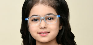 Transparent Blue Rectangle Full Rim Kids Eyeglasses by Hooper-220050