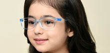 Load image into Gallery viewer, Transparent Blue Rectangle Full Rim Kids Eyeglasses by Hooper-220050