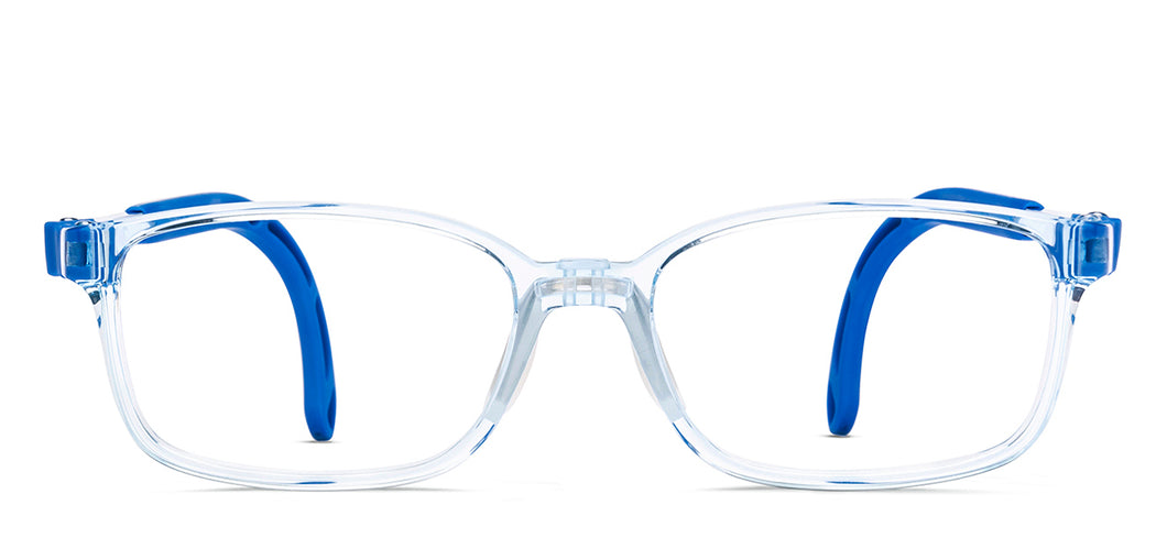 Transparent Blue Rectangle Full Rim Kids Eyeglasses by Hooper-220050