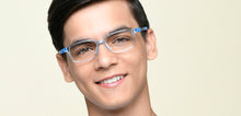 Load image into Gallery viewer, Transparent Blue Rectangle Full Rim Kids Eyeglasses by Hooper-220051