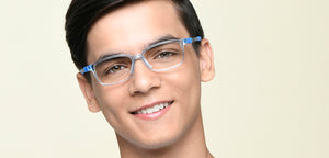 Transparent Blue Rectangle Full Rim Kids Eyeglasses by Hooper-220051