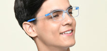Load image into Gallery viewer, Transparent Blue Rectangle Full Rim Kids Eyeglasses by Hooper-220051