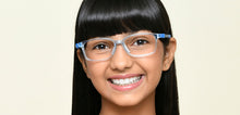 Load image into Gallery viewer, Transparent Blue Rectangle Full Rim Kids Eyeglasses by Hooper-220051