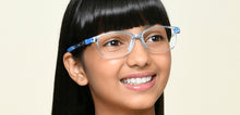 Load image into Gallery viewer, Transparent Blue Rectangle Full Rim Kids Eyeglasses by Hooper-220051