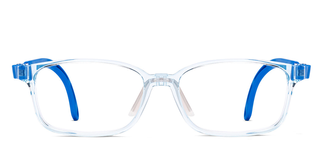 Transparent Blue Rectangle Full Rim Kids Eyeglasses by Hooper-220051