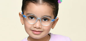 Transparent Blue Round Full Rim Kids Eyeglasses by Hooper-220060
