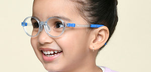 Transparent Blue Round Full Rim Kids Eyeglasses by Hooper-220060