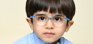 Transparent Blue Round Full Rim Kids Eyeglasses by Hooper-220060