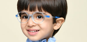 Transparent Blue Round Full Rim Kids Eyeglasses by Hooper-220060